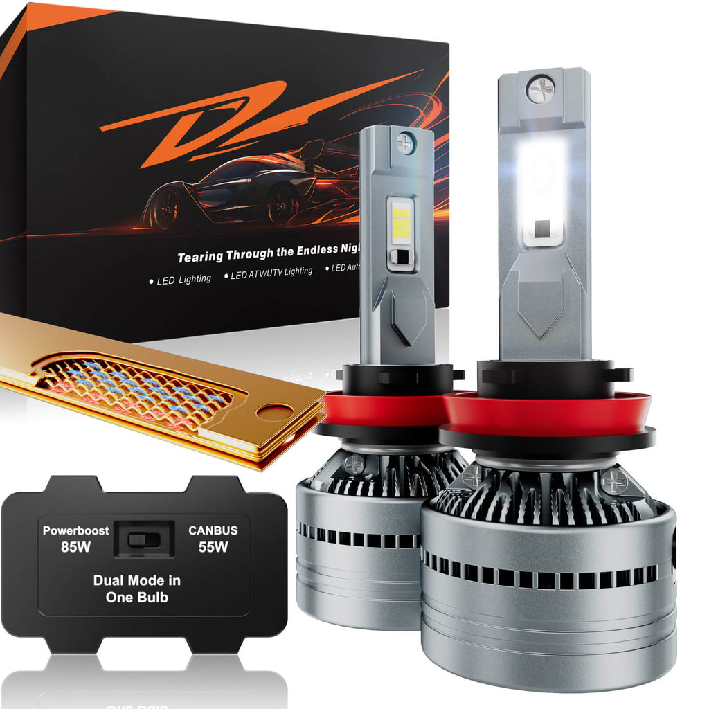 LUXSTER Dracarys 60000LM LED Headlight Bulbs with Vapor Chamber Cooling, 55W/85W Dual Power Mode, CANBUS Ready, 6500K Xenon White, 2 Pack