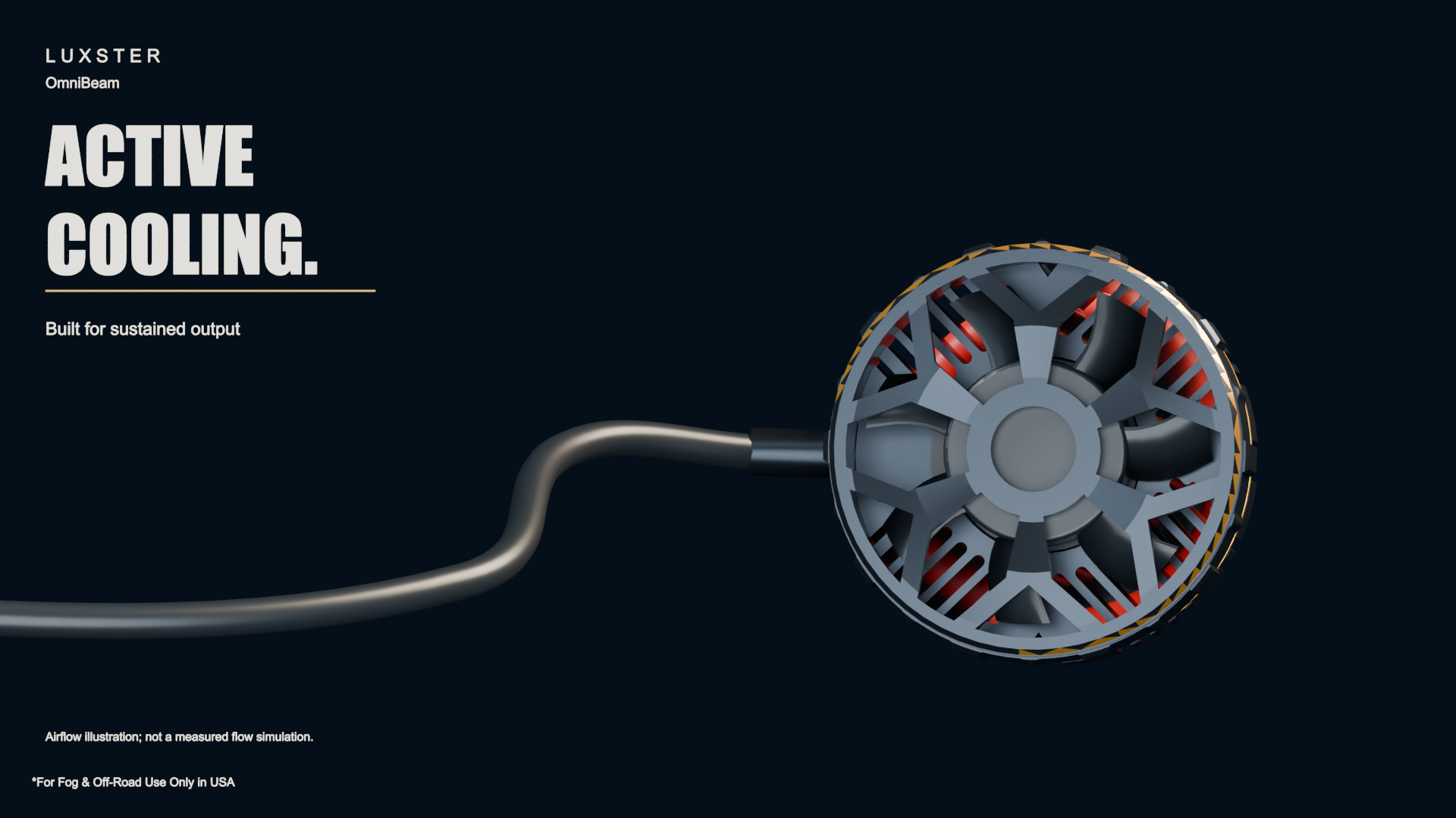 OmniBeam rear cooling fan and fin structure