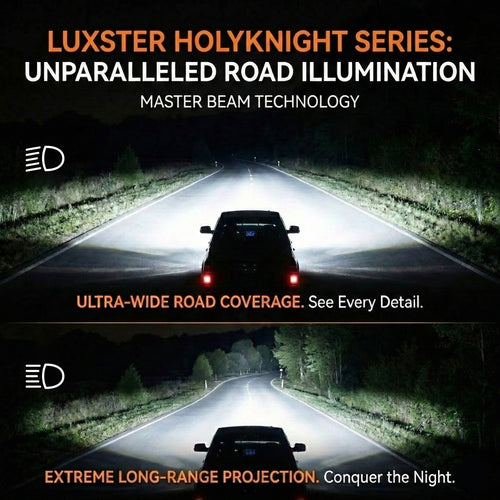 LUXSTER 2026 HolyKnight 50,000lm 55W LED Headlight Bulbs, Foglight Bulbs, Super Bright, 6000K Cool White, Pack of 2