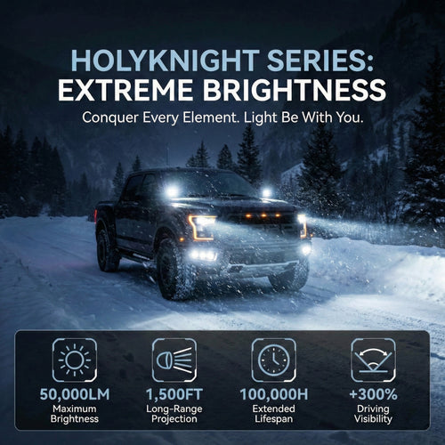 LUXSTER 2026 HolyKnight 50,000lm 55W LED Headlight Bulbs, Foglight Bulbs, Super Bright, 6000K Cool White, Pack of 2