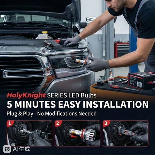 LUXSTER 2026 HolyKnight 50,000lm 55W LED Headlight Bulbs, Foglight Bulbs, Super Bright, 6000K Cool White, Pack of 2