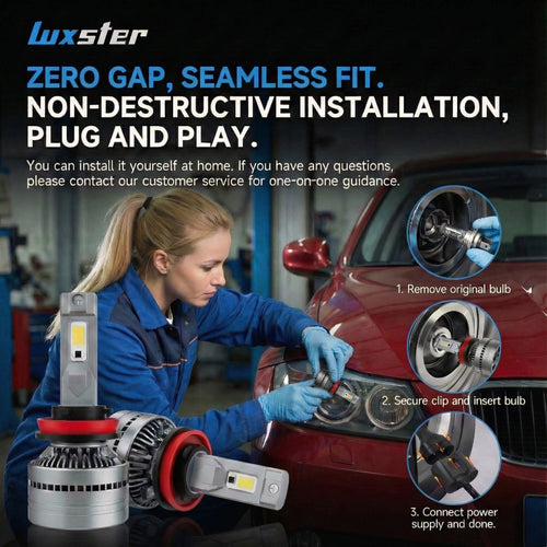 LUXSTER 2026 Dracarys 100,000LM LED Headlight Bulbs with Vapor Chamber Cooling, 55W/85W Dual Power Mode, CANBUS Ready, 6500K Xenon White, 2 Pack