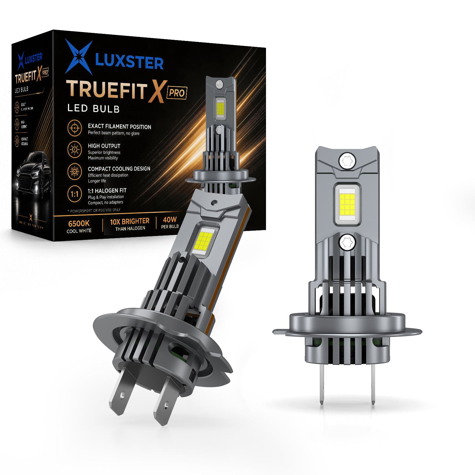 LUXSTER TRUEFIT X PRO LED bulb box and bulb product image
