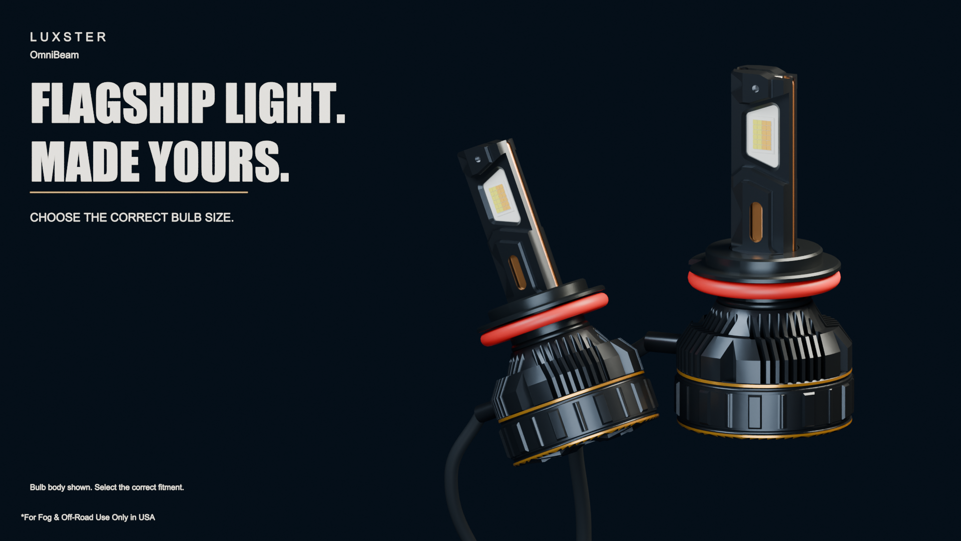 Two OmniBeam bulb bodies rendered from the manufacturer's CAD model